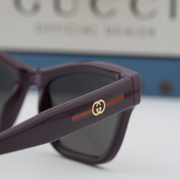 Gucci GG1982S 003 Cat Eye Sunglasses - Shiny Dark Purple\\Solid Smoke main image 5